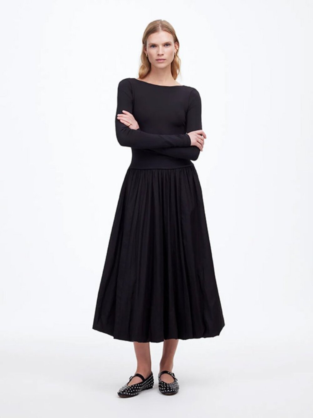 MADEWELL Bubble-Hem Midi Dress - Black - Size 10 New w Tags!